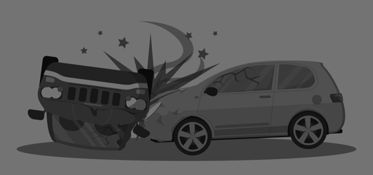 two car accident with one car flipped on it's hood