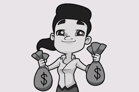 woman with money bags