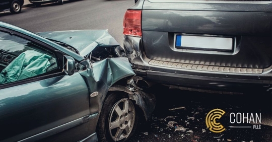 two cars in a collision accident